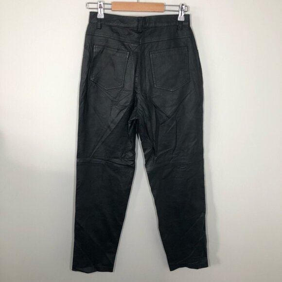 Vintage  Black Leather Pants Mom Jeans Size 8 - Picture 5 of 6